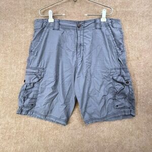 IRON Co. Mens Cargo Shorts Size 38‎ Blue Chambray Utility Casual Outdoor